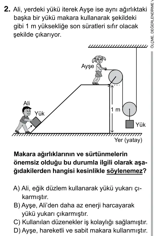 Hazırlık Sınıfı Fen Bilimleri 2019 İOKBS Bursluluk Sınavı 2. Soru görseli