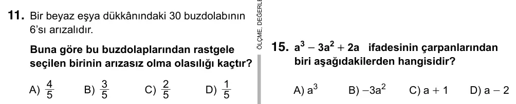 Hazırlık Sınıfı Matematik 2019 İOKBS Bursluluk Sınavı 11. Soru görseli