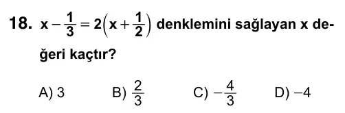 Hazırlık Sınıfı Matematik 2019 İOKBS Bursluluk Sınavı 18. Soru görseli