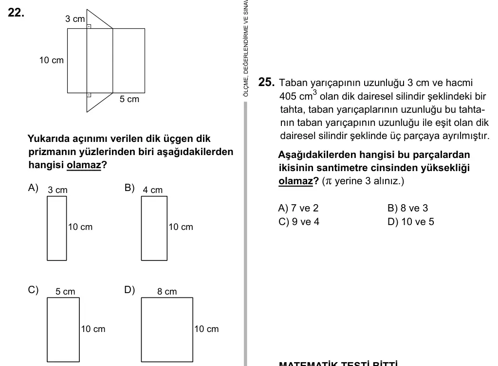 Hazırlık Sınıfı Matematik 2019 İOKBS Bursluluk Sınavı 22. Soru görseli