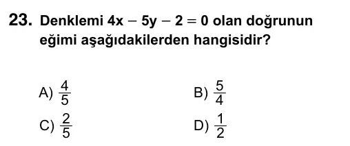 Hazırlık Sınıfı Matematik 2019 İOKBS Bursluluk Sınavı 23. Soru görseli