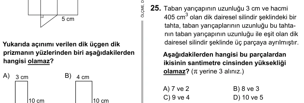 Hazırlık Sınıfı Matematik 2019 İOKBS Bursluluk Sınavı 25. Soru görseli