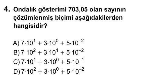 Hazırlık Sınıfı Matematik 2019 İOKBS Bursluluk Sınavı 4. Soru görseli