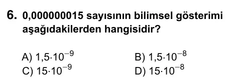 Hazırlık Sınıfı Matematik 2019 İOKBS Bursluluk Sınavı 6. Soru görseli