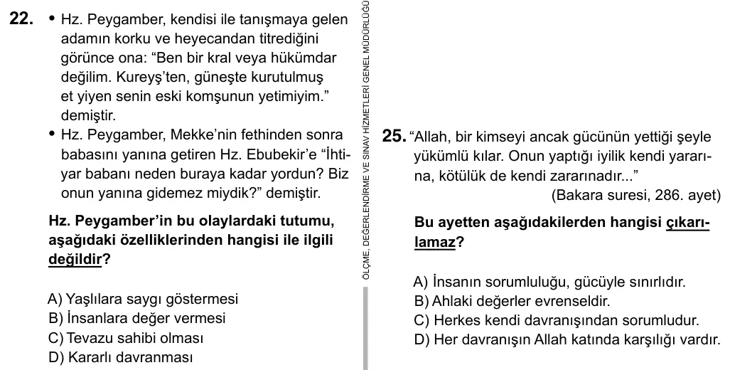Hazırlık Sınıfı Sosyal Bilgiler 2019 İOKBS Bursluluk Sınavı 22. Soru görseli