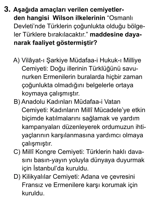 Hazırlık Sınıfı Sosyal Bilgiler 2019 İOKBS Bursluluk Sınavı 3. Soru görseli
