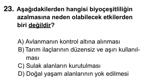 5. Sınıf Fen Bilimleri 2022 İOKBS Bursluluk Sınavı 23. Soru görseli