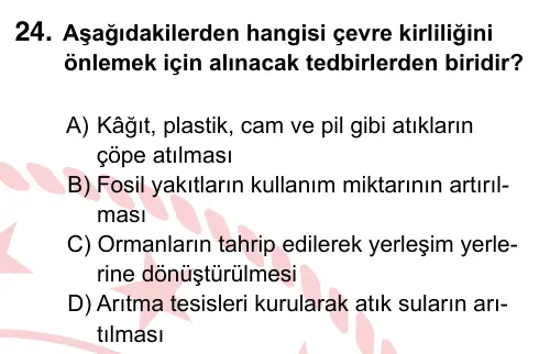 5. Sınıf Fen Bilimleri 2022 İOKBS Bursluluk Sınavı 24. Soru görseli