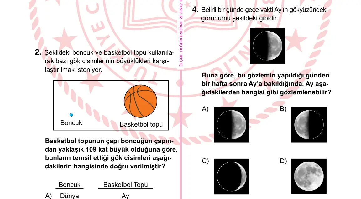 5. Sınıf Fen Bilimleri 2022 İOKBS Bursluluk Sınavı 4. Soru görseli