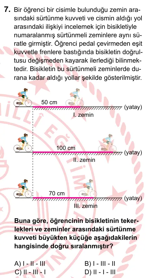 5. Sınıf Fen Bilimleri 2022 İOKBS Bursluluk Sınavı 7. Soru görseli