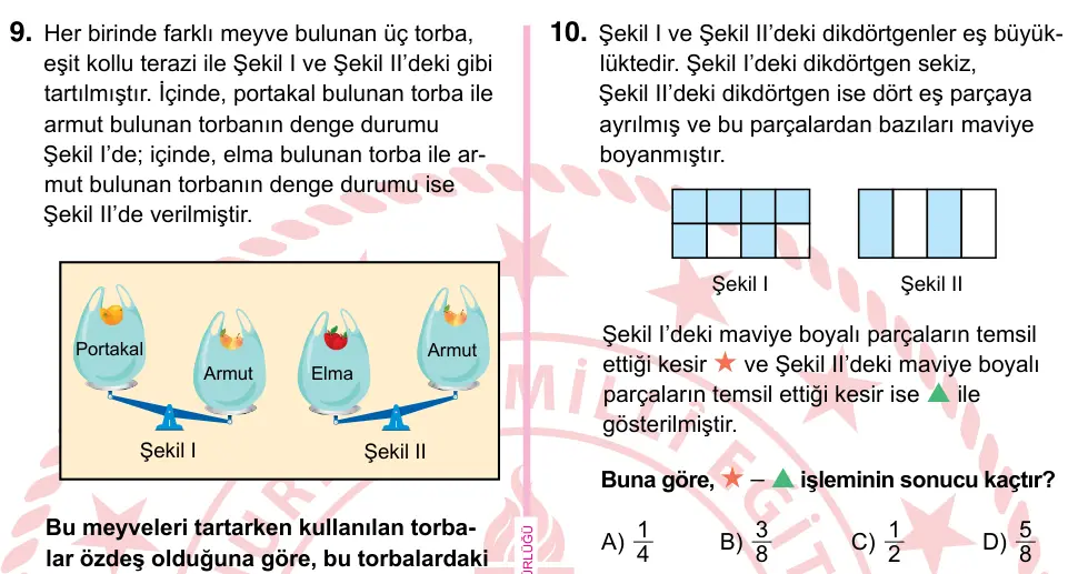5. Sınıf Matematik 2022 İOKBS Bursluluk Sınavı 10. Soru görseli