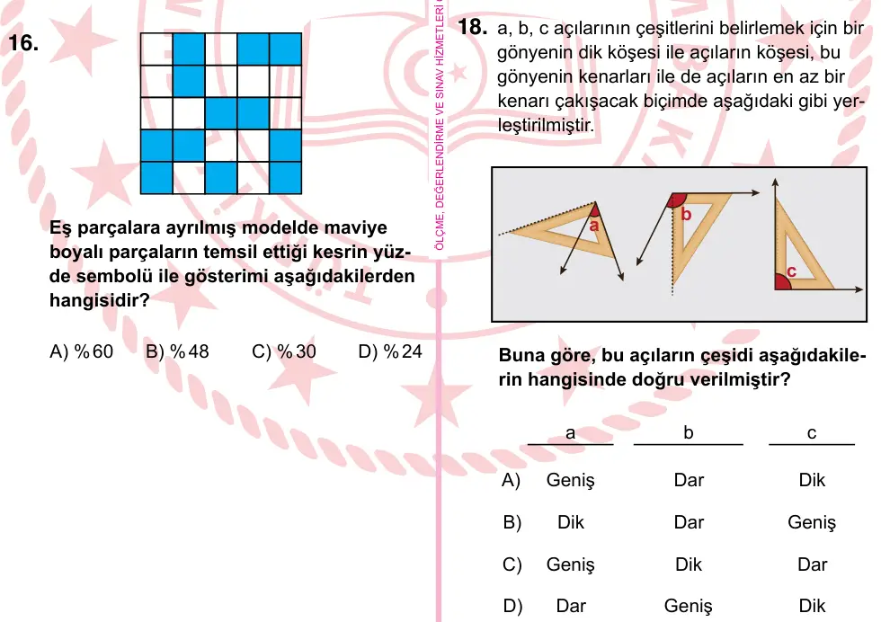 5. Sınıf Matematik 2022 İOKBS Bursluluk Sınavı 18. Soru görseli