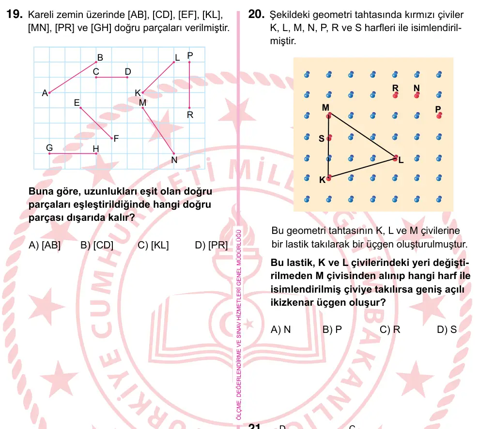 5. Sınıf Matematik 2022 İOKBS Bursluluk Sınavı 19. Soru görseli