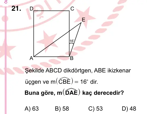 5. Sınıf Matematik 2022 İOKBS Bursluluk Sınavı 21. Soru görseli