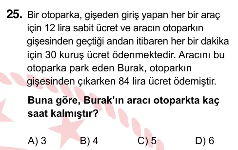 5. Sınıf Matematik 2022 İOKBS Bursluluk Sınavı 25. Soru görseli