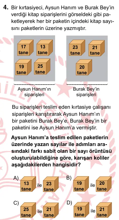 5. Sınıf Matematik 2022 İOKBS Bursluluk Sınavı 4. Soru görseli