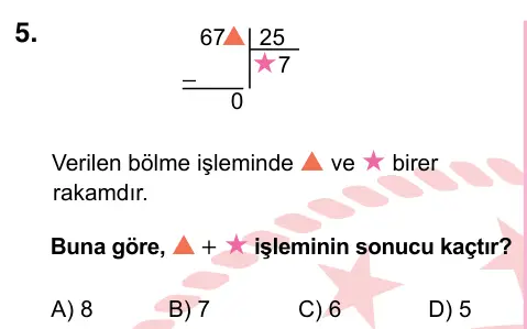 5. Sınıf Matematik 2022 İOKBS Bursluluk Sınavı 5. Soru görseli