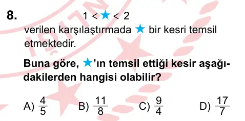 5. Sınıf Matematik 2022 İOKBS Bursluluk Sınavı 8. Soru görseli