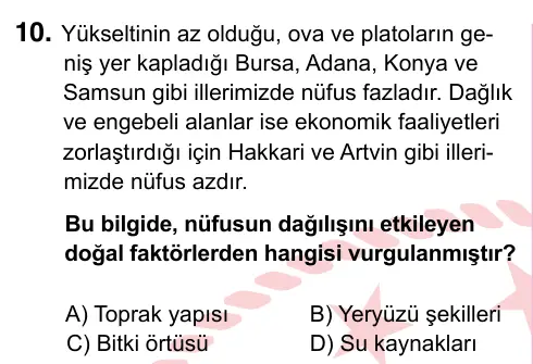 5. Sınıf Sosyal Bilgiler 2022 İOKBS Bursluluk Sınavı 10. Soru görseli