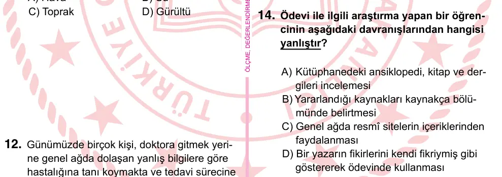 5. Sınıf Sosyal Bilgiler 2022 İOKBS Bursluluk Sınavı 14. Soru görseli