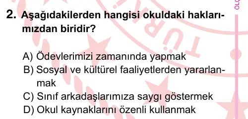 5. Sınıf Sosyal Bilgiler 2022 İOKBS Bursluluk Sınavı 2. Soru görseli