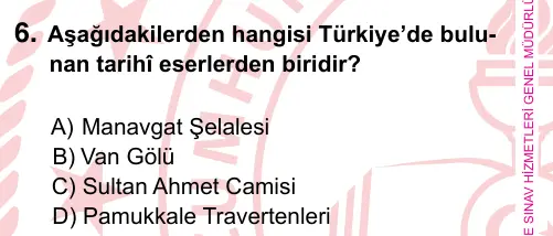 5. Sınıf Sosyal Bilgiler 2022 İOKBS Bursluluk Sınavı 6. Soru görseli
