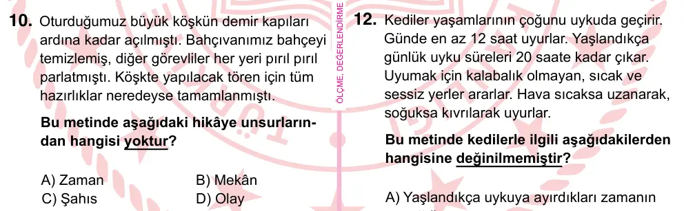 5. Sınıf Türkçe 2022 İOKBS Bursluluk Sınavı 10. Soru görseli
