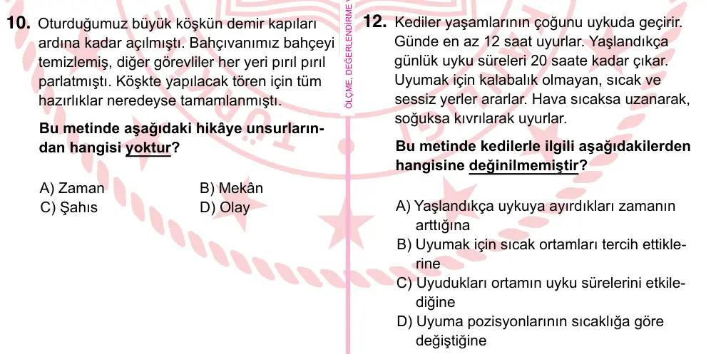 5. Sınıf Türkçe 2022 İOKBS Bursluluk Sınavı 12. Soru görseli