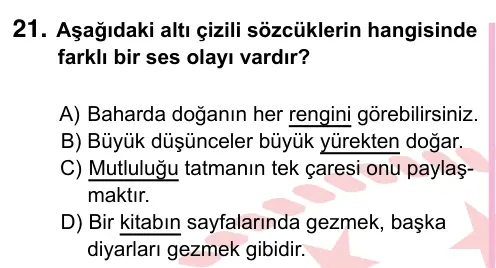 5. Sınıf Türkçe 2022 İOKBS Bursluluk Sınavı 21. Soru görseli