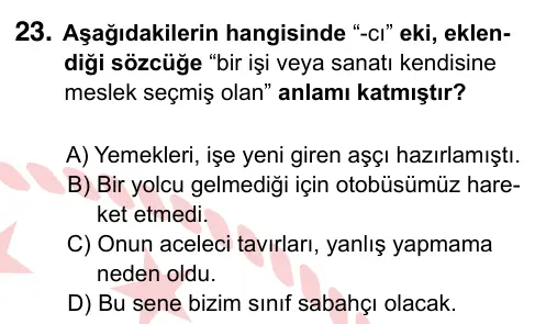 5. Sınıf Türkçe 2022 İOKBS Bursluluk Sınavı 23. Soru görseli