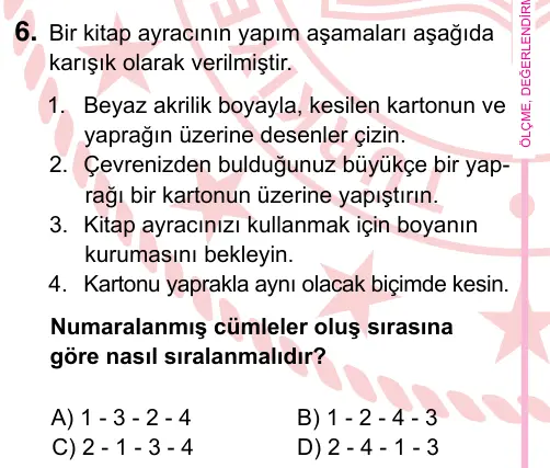 5. Sınıf Türkçe 2022 İOKBS Bursluluk Sınavı 6. Soru görseli