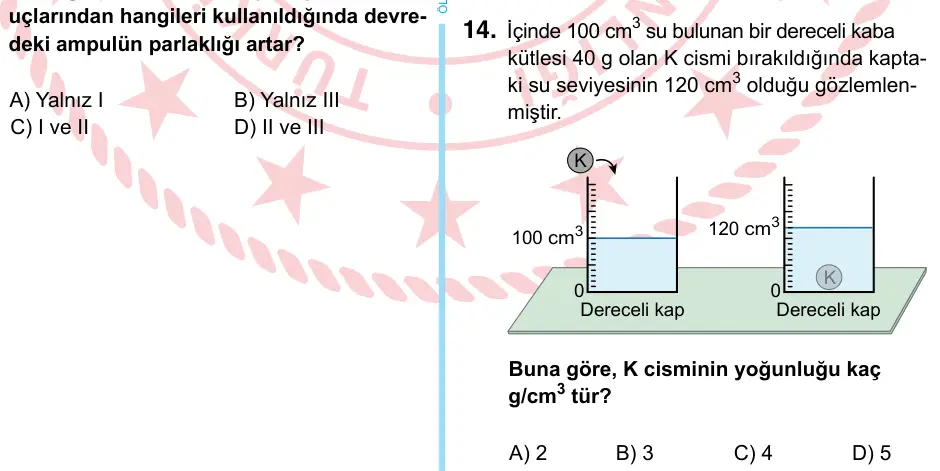 6. Sınıf Fen Bilimleri 2022 İOKBS Bursluluk Sınavı 14. Soru görseli