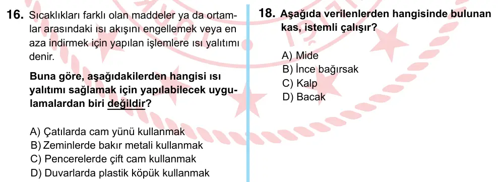 6. Sınıf Fen Bilimleri 2022 İOKBS Bursluluk Sınavı 16. Soru görseli