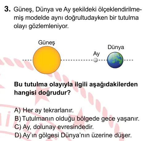 6. Sınıf Fen Bilimleri 2022 İOKBS Bursluluk Sınavı 3. Soru görseli