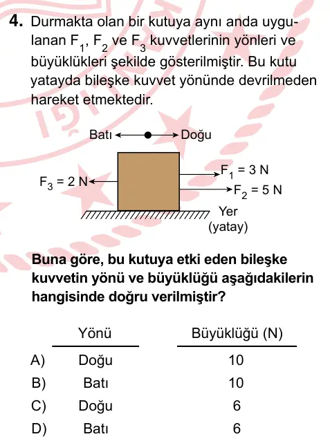 6. Sınıf Fen Bilimleri 2022 İOKBS Bursluluk Sınavı 4. Soru görseli