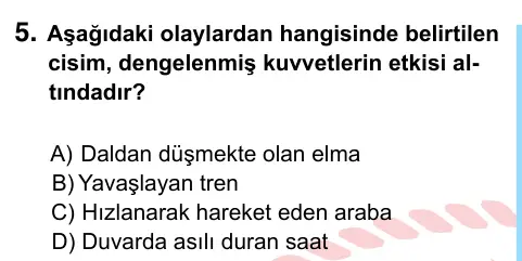 6. Sınıf Fen Bilimleri 2022 İOKBS Bursluluk Sınavı 5. Soru görseli
