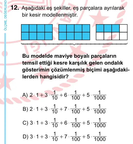 6. Sınıf Matematik 2022 İOKBS Bursluluk Sınavı 12. Soru görseli