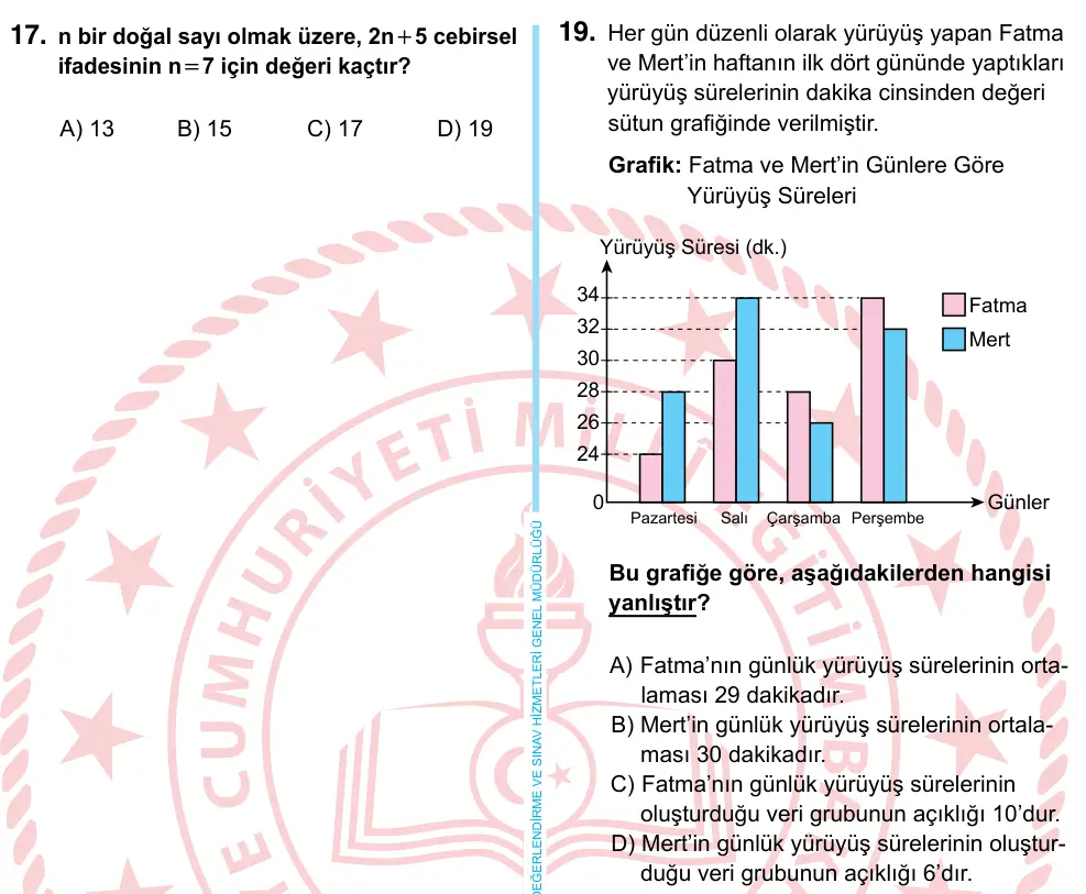 6. Sınıf Matematik 2022 İOKBS Bursluluk Sınavı 19. Soru görseli