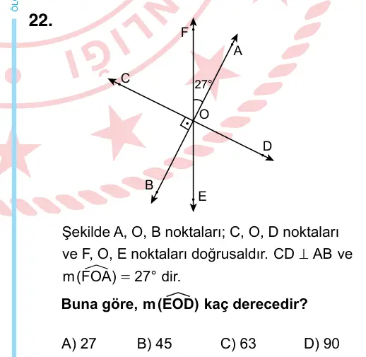 6. Sınıf Matematik 2022 İOKBS Bursluluk Sınavı 22. Soru görseli