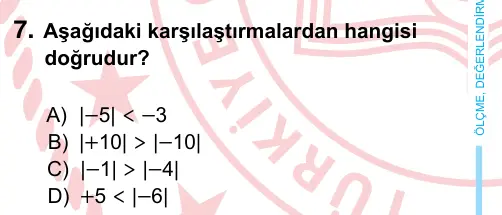6. Sınıf Matematik 2022 İOKBS Bursluluk Sınavı 7. Soru görseli