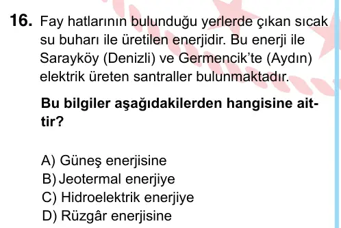 6. Sınıf Sosyal Bilgiler 2022 İOKBS Bursluluk Sınavı 16. Soru görseli