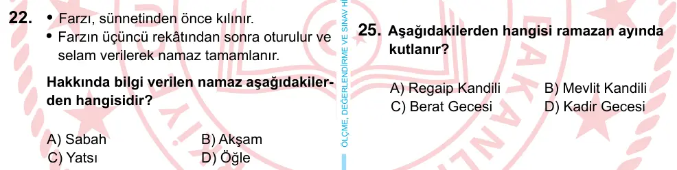 6. Sınıf Sosyal Bilgiler 2022 İOKBS Bursluluk Sınavı 22. Soru görseli