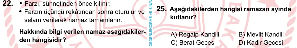 6. Sınıf Sosyal Bilgiler 2022 İOKBS Bursluluk Sınavı 25. Soru görseli (1/3)