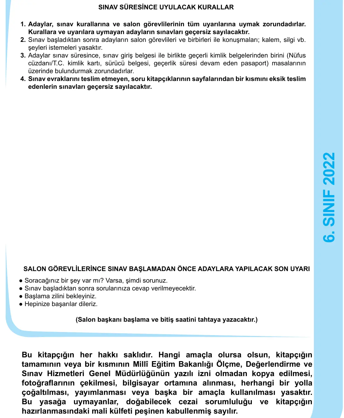 6. Sınıf Sosyal Bilgiler 2022 İOKBS Bursluluk Sınavı 25. Soru görseli (3/3)