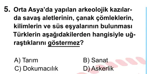 6. Sınıf Sosyal Bilgiler 2022 İOKBS Bursluluk Sınavı 5. Soru görseli
