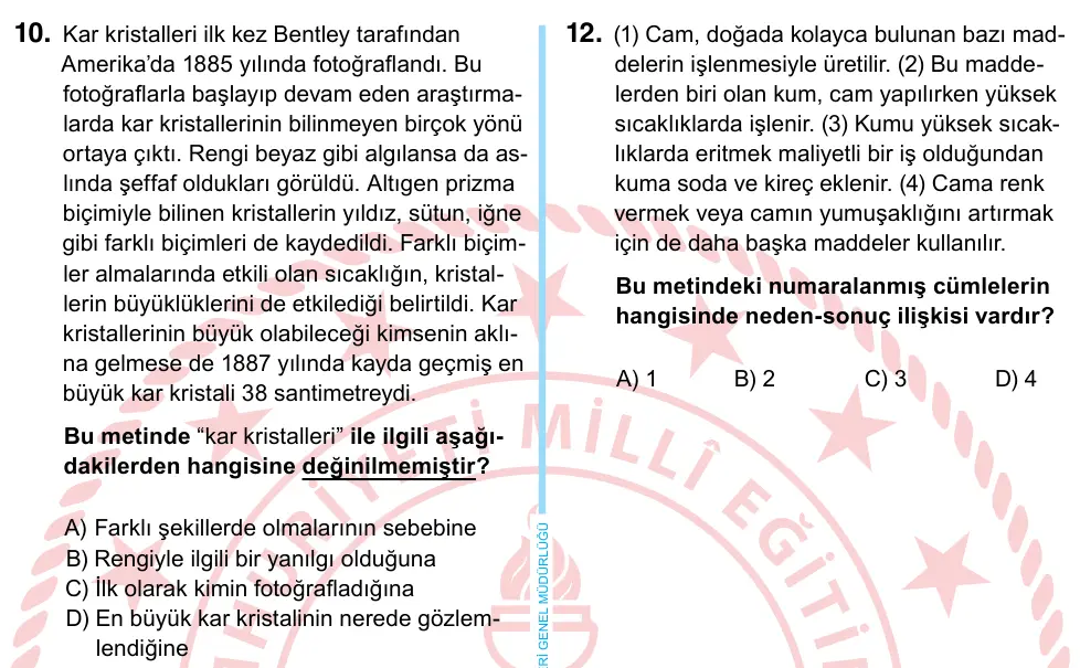 6. Sınıf Türkçe 2022 İOKBS Bursluluk Sınavı 10. Soru görseli