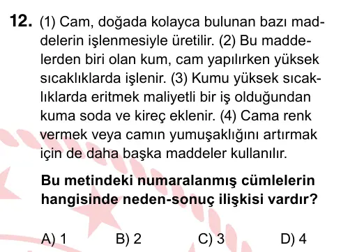 6. Sınıf Türkçe 2022 İOKBS Bursluluk Sınavı 12. Soru görseli