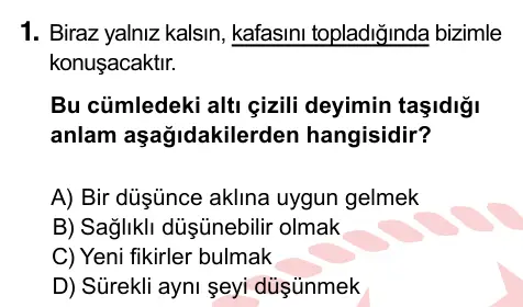 6. Sınıf Türkçe 2022 İOKBS Bursluluk Sınavı 1. Soru görseli