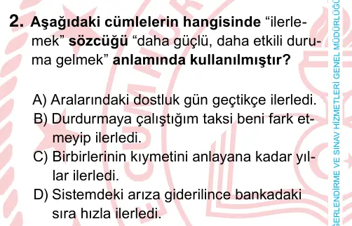 6. Sınıf Türkçe 2022 İOKBS Bursluluk Sınavı 2. Soru görseli