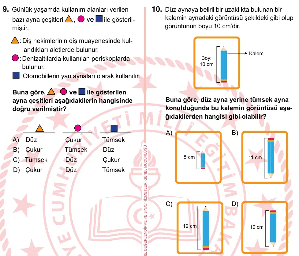 7. Sınıf Fen Bilimleri 2022 İOKBS Bursluluk Sınavı 10. Soru görseli